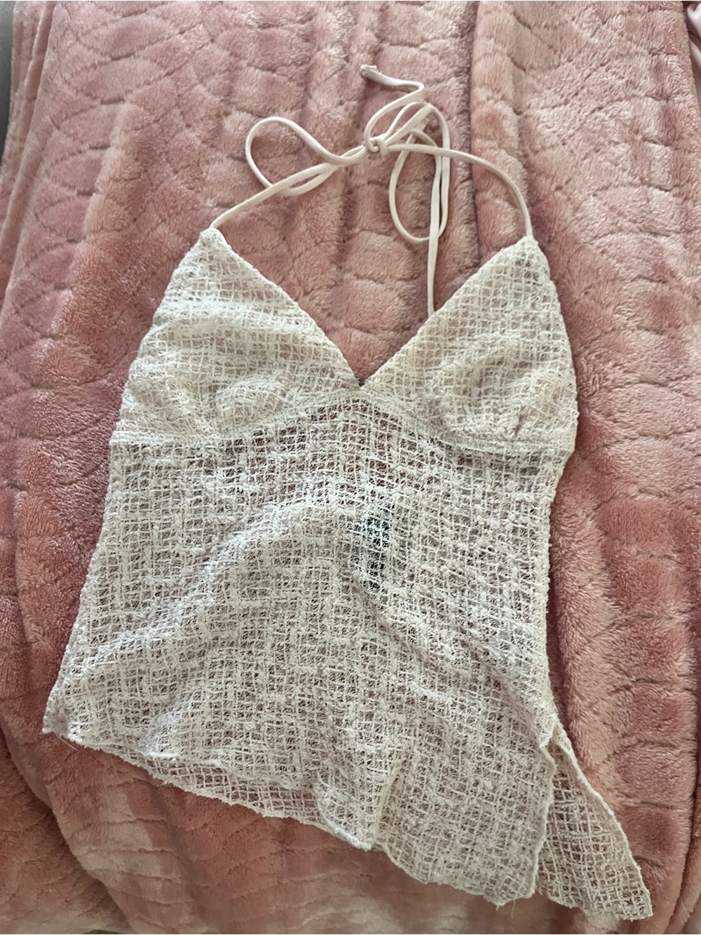 PacSun Cream Crochet Halter Camisole